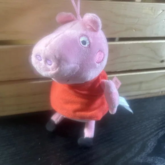 Fiesta Peppa Pig Plush Stuffed Animal Doll Toy 8” Pink in red dress W/ Tush tags - Picture 4 of 5